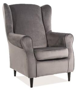 Poltrona Baron in velluto grigio - Blu14/wenge