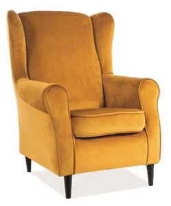 Poltrona Baron in velluto curry - Blu68/wenge