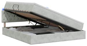 Letto a castello con contenitore LED vidaXL con materasso, grigio chiaro, 140 x 190 cm, velluto