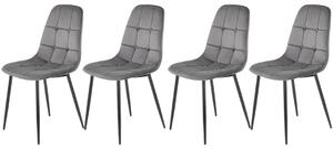Set di 4 sedie K417 in velluto grigio