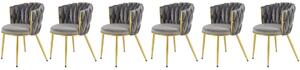 Set di 6 sedie K517 velluto grigio/oro