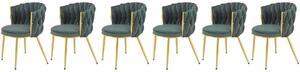 Set di 6 sedie K517 velluto verde/oro