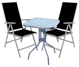 Set da bistrot, set da bistrot 3 pezzi, grigio argento / nero