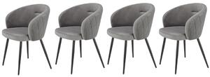 Set di 4 sedie K430 in velluto grigio