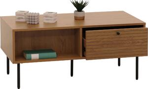 Tavolino da divano MCW-N78, tavolino per soggiorno, stile scandinavo, metallo, legno, melaminico, MVG, 45x100x50 cm, colore naturale