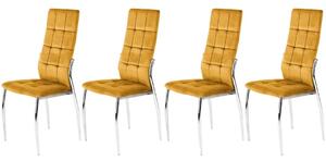Set di 4 sedie K416 in velluto senape