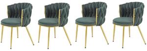 Set di 4 sedie K517 velluto verde/oro
