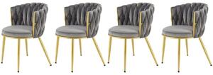 Set di 4 sedie K517 velluto grigio/oro