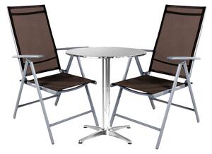 Set da bistrot, 3 pezzi, grigio argento / marrone cioccolato