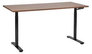 BELIANI Scrivania regolabile in altezza piano in legno scuro struttura in acciaio nero 160 x 72 cm regolazione manuale in altezza ufficio moderno