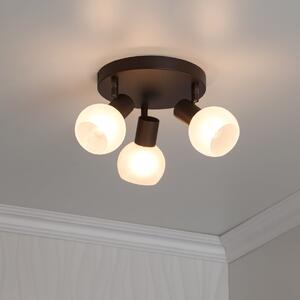 BRILLIANT Spotrondell Gabon | lampada da soffitto in stile rustico | metallo/vetro | marrone/bianco | orientabile | 3x E14 max. 40 W