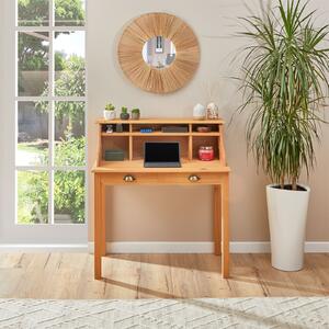 Segretaria MARLENE con 2 cassetti e 6 scomparti, decapata - pratica scrivania con spazio contenitivo in legno massello, stile country
