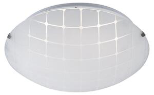Lampada da soffitto a LED, cromata, con diffusore in vetro opalino, diametro 25 cm