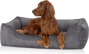 Cuccia ortopedica per cani Knuffelwuff in velluto a coste con carattere intrecciato a mano Nunavut M-L 85 x 63 cm Grigio