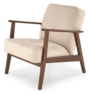 Poltrona Milano 1S in tessuto beige - Castel 15/ noce scuro