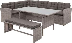 BELIANI Set di mobili da giardino in rattan grigio con vetro di sicurezza e cuscini inclusi 8 posti per terrazza all'aperto moderna