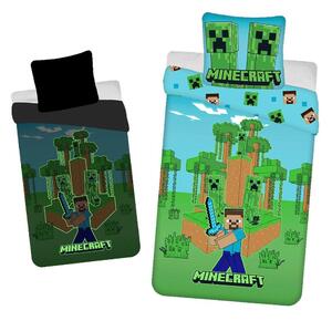 Biancheria da letto per bambini con effetto fosforescente in cotone per letto singolo 140x200 cm Minecraft "Jungle Fight" – Jerry Fabrics