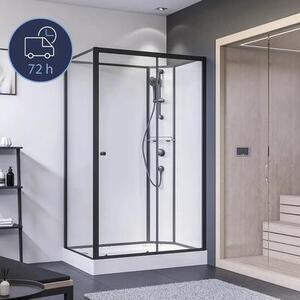 Porta scorrevole Breuer + pannello laterale vetro chiaro schienale chiaro bianco stop destro 900/1200 nero opaco