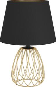 Lampada da tavolo EGLO JAZMINIA – Lampada da tavolo vintage alta 45 cm in nero e ottone con paralume in tessuto – Stile retrò – E27, compatibile con LED e con interruttore sul cavo