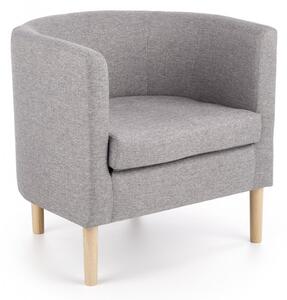 Poltrona Clubby in tessuto grigio/legno naturale - H64 cm