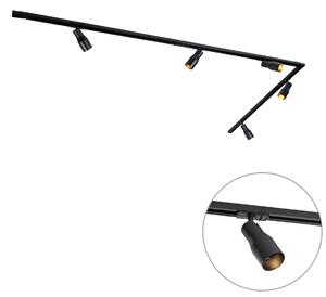 Sistema di illuminazione a binario moderno con 5 faretti neri monofase - Iconic Kohua
