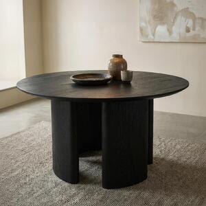 Tavolo da pranzo ARVIKA rotondo 120 cm, nero - Tavolo moderno per sala da pranzo in MDF con decori in legno, robusto e stabile, per 4 persone, superficie di facile manutenzione, ideale per cucina o zona pranzo