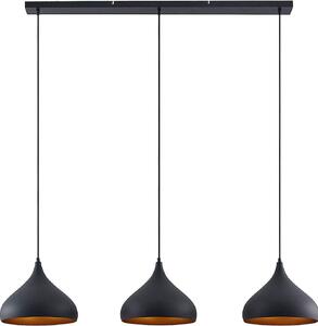 Lindby Elamira, luce a sospensione, nero, metallo, 133 cm, 3 luci