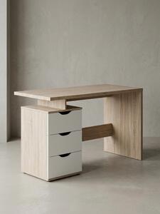Scrivania "Karin" in bianco Sonoma, Elegante scrivania per computer con 3 cassetti. 120x53x76 cm | Kadima Design