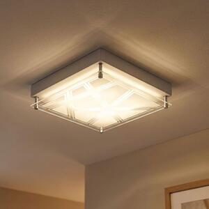 Plafoniera LED, metallo, paralume a campione, argento, L 25 cm