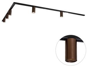 Sistema di illuminazione a binario moderno con 5 faretti bronzo scuro monofase GU10 50 mm - Iconic Ruby