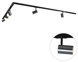 Sistema di illuminazione su binario moderno con 5 faretti in metallo canna di fucile monofase - Iconic Jeana