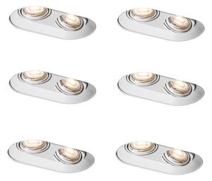 Set di 6 faretti da incasso arrotondati bianchi GU10 50mm 2-Luci - Hubs
