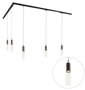 Sistema di illuminazione su binario moderno con 5 luci a sospensione bronzo scuro monofase - Iconic Lloyd