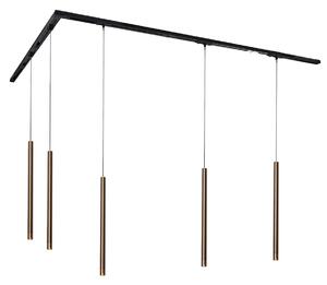 Sistema di illuminazione a binario moderno con 5 luci a sospensione bronzo scuro 1 fase - Iconic Frini