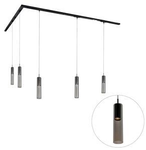 Sistema di illuminazione su binario moderno con 5 faretti a sospensione neri monofase - Iconic Lloyd