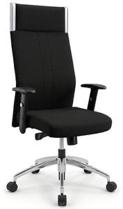 VERSEE Black-Line sedia direzionale in tessuto nero - sedia da ufficio e da scrivania ergonomica, comoda per lunghi periodi di seduta, robusta sedia girevole con una capacità di carico fino a 150 kg