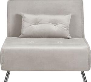BELIANI Divano letto grigio chiaro rivestito in velluto Divano letto a 1 posto con cuscino design moderno