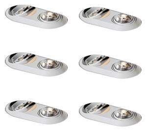 Set di 6 faretti da incasso arrotondati bianchi GU10 70mm 2-luci - Hubs