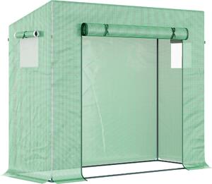 Serra Outsunny, 200 x 76 x 168 cm, serra in plastica con porta a rullo, serra per pomodori con finestra laterale, film reticolato in PE, serra resistente all'inverno per giardino, balcone, orticoltura