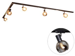 Sistema di illuminazione a binario moderno con 5 faretti neri monofase - Iconic Lava