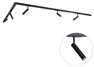 Sistema di illuminazione a binario moderno con 5 faretti neri monofase - Iconic Ivy
