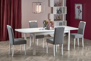 Set tavolo Florian allungabile in bianco - L160-228 cm + 4 sedie Clarion in grigio/bianco - Inari91