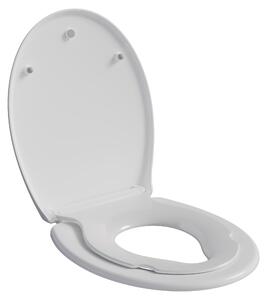 BERNSTEIN Sedile WC ovale per famiglie U2006 con sedile per bambini integrato, chiusura ammortizzata e funzione di sgancio rapido, antibatterico, bianco
