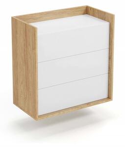 Comò modulare Mobius S3 in rovere naturale/bianco - H83