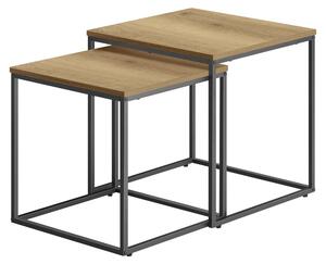 Tavolino Da Salotto - Leobert - Rovere/Gambe Nere - 50 X 50 X 50,5 Cm - Set Da 2