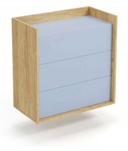 Comò modulare Mobius S3 in rovere naturale/blu - H83