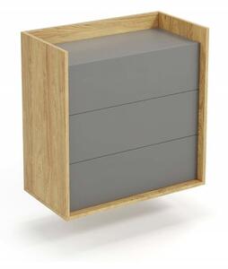 Comò modulare Mobius S3 in legno naturale/grigio - H83