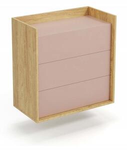 Comò modulare Mobius S3 in rovere naturale/rosa - H83