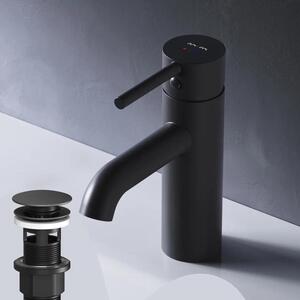 AM.PM Rubinetto da bagno con scarico a scomparsa per lavabo Rubinetto da bagno nero Rubinetto per lavabo con scarico a scomparsa Valvola in ottone da 1 1/4 di pollice Scarico