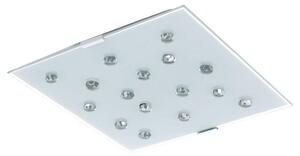 Lampada da soffitto a LED, bianca, con finitura satinata, elementi in vetro trasparente, lunghezza 29 cm